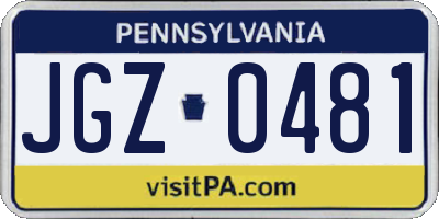 PA license plate JGZ0481