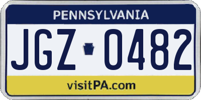 PA license plate JGZ0482