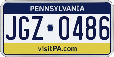 PA license plate JGZ0486