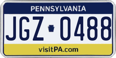 PA license plate JGZ0488