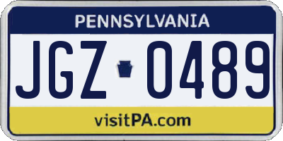 PA license plate JGZ0489