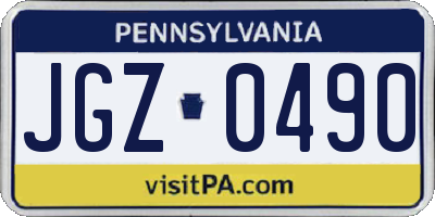 PA license plate JGZ0490