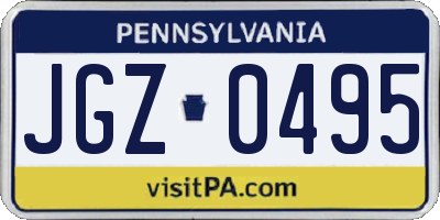 PA license plate JGZ0495