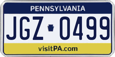 PA license plate JGZ0499