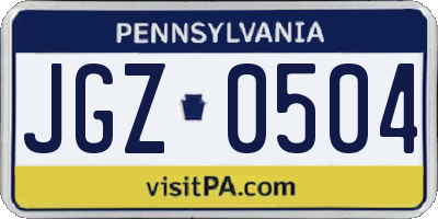 PA license plate JGZ0504