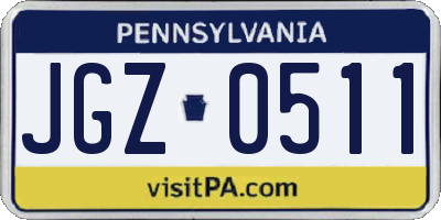 PA license plate JGZ0511