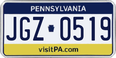 PA license plate JGZ0519