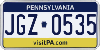 PA license plate JGZ0535
