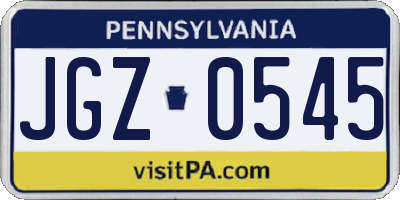 PA license plate JGZ0545