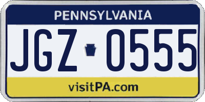 PA license plate JGZ0555