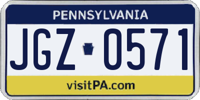 PA license plate JGZ0571