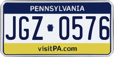 PA license plate JGZ0576