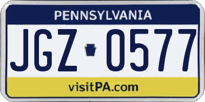 PA license plate JGZ0577