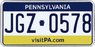 PA license plate JGZ0578