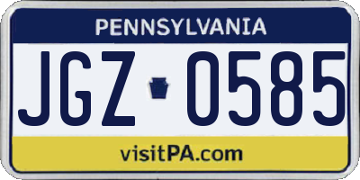 PA license plate JGZ0585