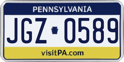 PA license plate JGZ0589