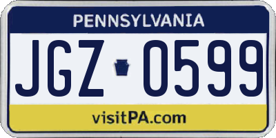 PA license plate JGZ0599