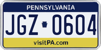 PA license plate JGZ0604