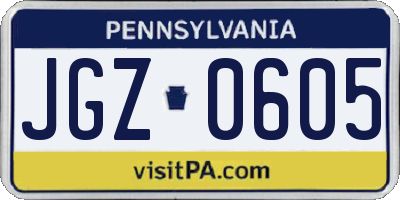 PA license plate JGZ0605