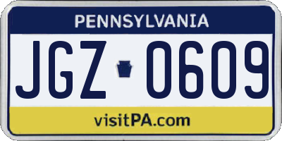 PA license plate JGZ0609