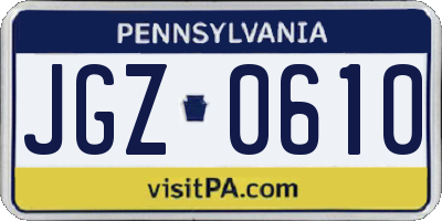 PA license plate JGZ0610