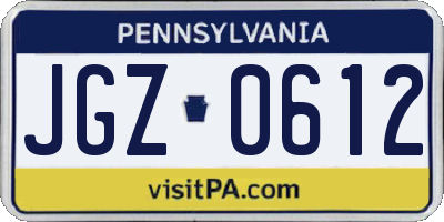 PA license plate JGZ0612
