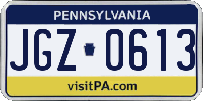 PA license plate JGZ0613