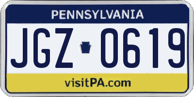PA license plate JGZ0619