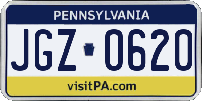 PA license plate JGZ0620