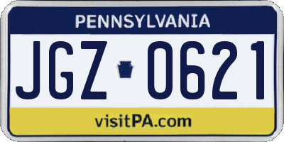 PA license plate JGZ0621