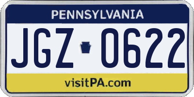 PA license plate JGZ0622