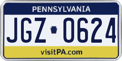PA license plate JGZ0624