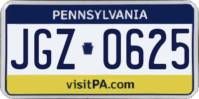 PA license plate JGZ0625