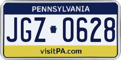 PA license plate JGZ0628