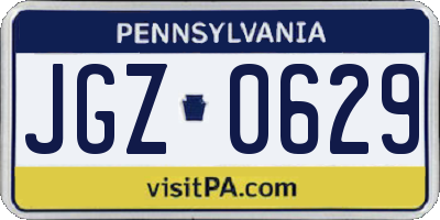 PA license plate JGZ0629