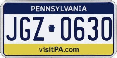 PA license plate JGZ0630