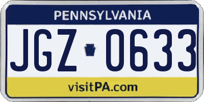 PA license plate JGZ0633