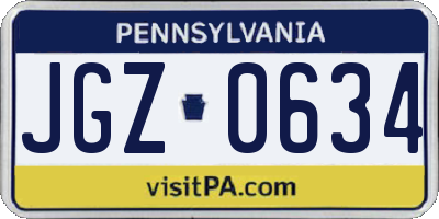 PA license plate JGZ0634