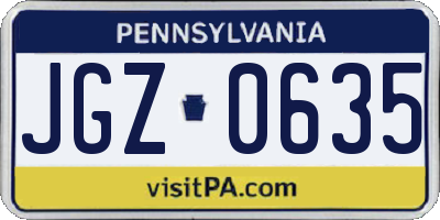 PA license plate JGZ0635
