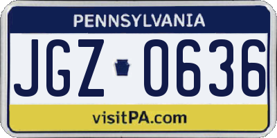 PA license plate JGZ0636