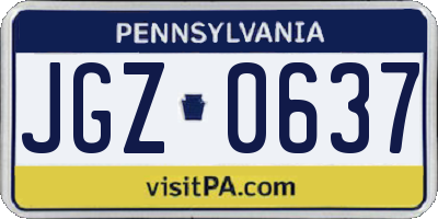 PA license plate JGZ0637