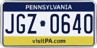 PA license plate JGZ0640