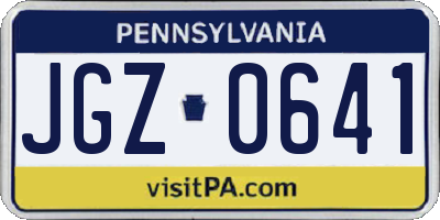 PA license plate JGZ0641