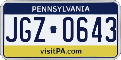 PA license plate JGZ0643