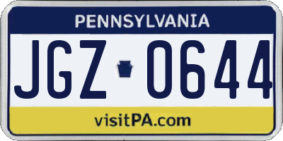PA license plate JGZ0644