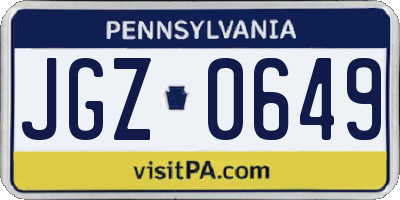 PA license plate JGZ0649