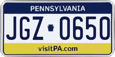 PA license plate JGZ0650