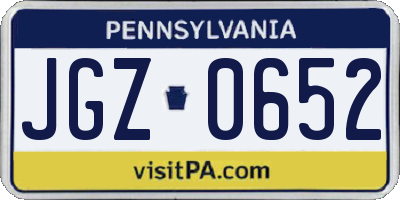 PA license plate JGZ0652