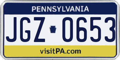 PA license plate JGZ0653