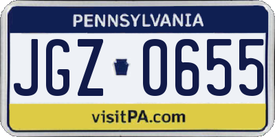 PA license plate JGZ0655